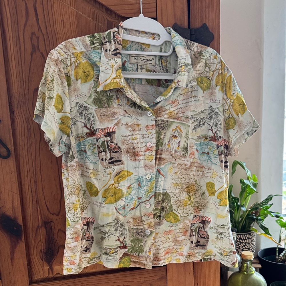 Tori Richard Map Print Button-Down Shirt